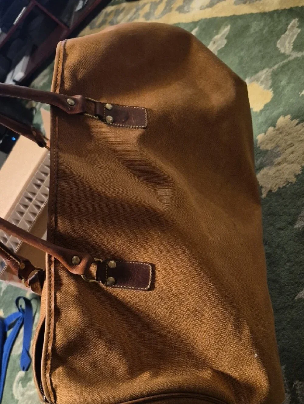 Timberland Brown Canvas Duffel with Leather Handles